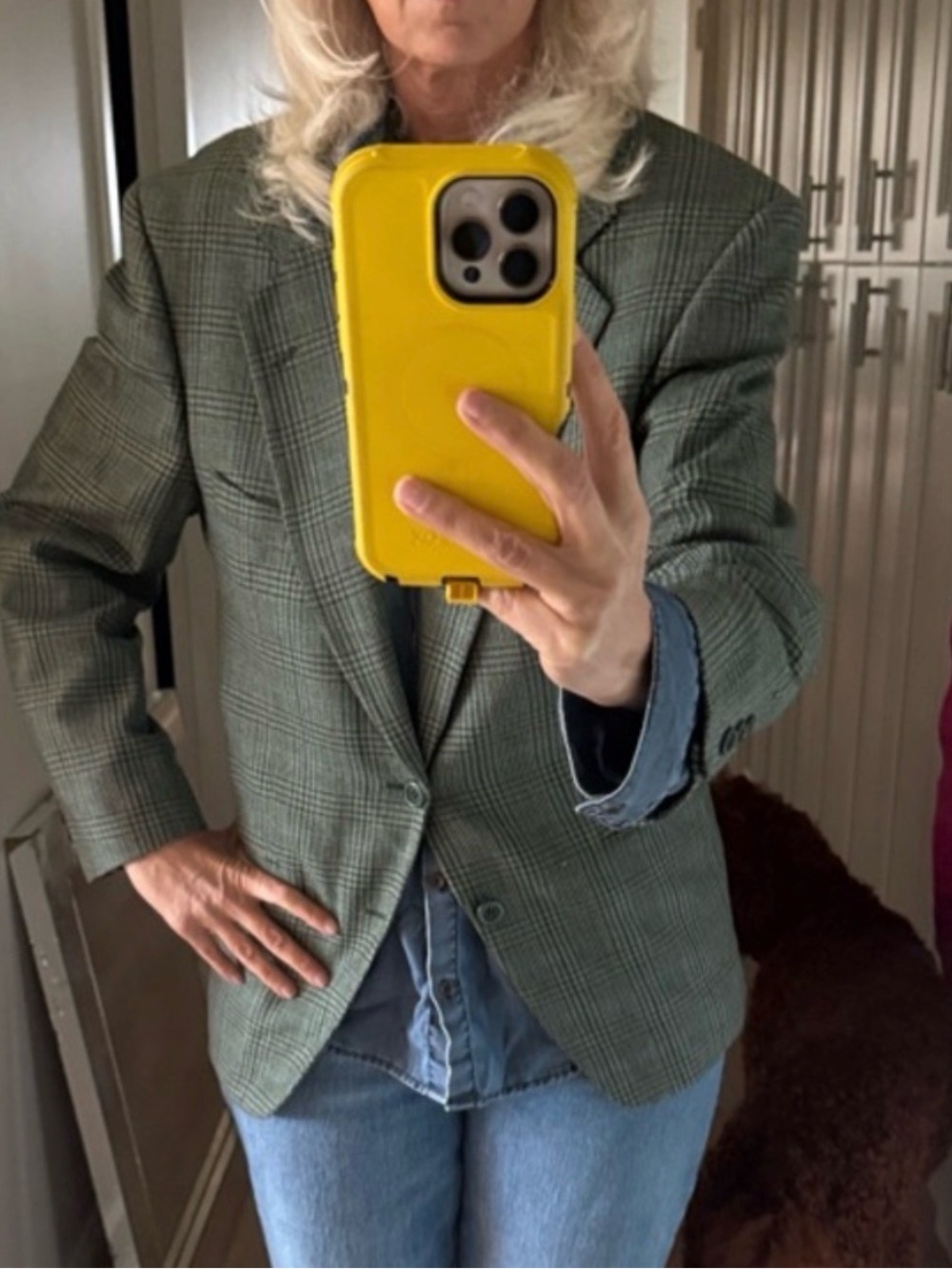 Vintage. Made in Canada. 100 % wool Green Plaid Blazer - Classic Tailored Jacket